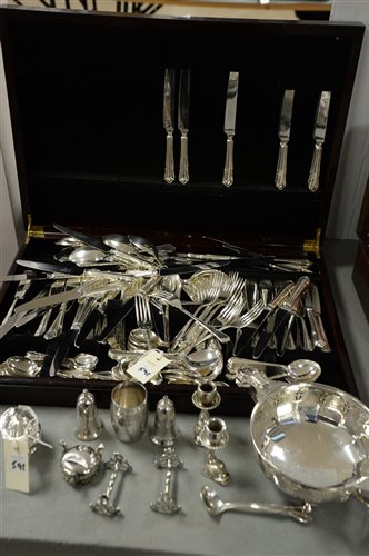 Lot 591 - Plated metalware including a cutlery suite