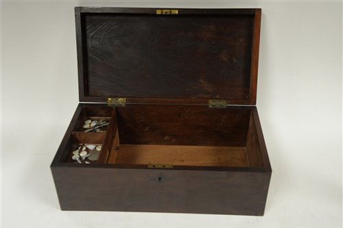 Lot 722 - Mahogany Work box with brass corners and interior drawers