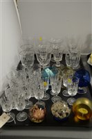 Lot 648 - Glassware to include Rummers, sherry glasses, paperweights and other glassware