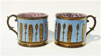 Lot 72 - Pair copper lustre porter mugs