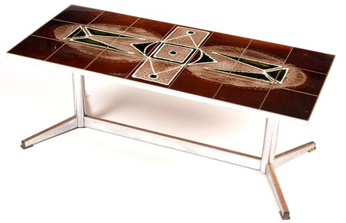Lot 1118 - Manner of Belarti: a chrome tile-top coffee table
