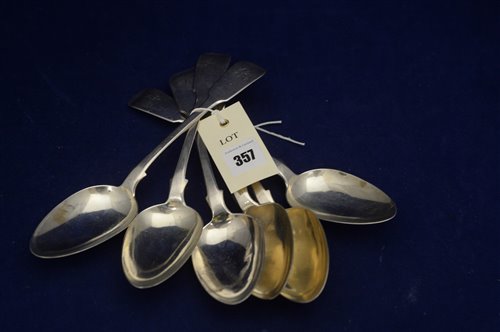 Lot 357 - A set of six George V silver table spoons