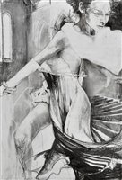 Lot 1237 - Angela Summers - a pair of charcoal drawings.
