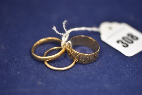 Lot 308 - Three gold rings