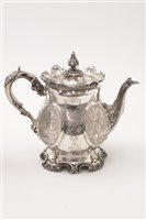 Lot 414 - Silver coffee pot and near matching teapot