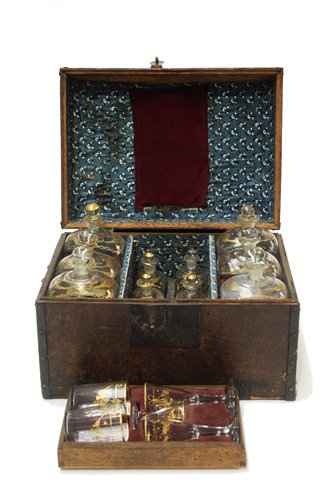 Lot 132 - Early 19th Century decanter box and contents