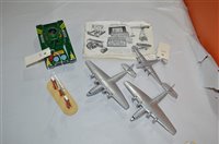 Lot 1849 - Three Dinky planes and tin plate tank