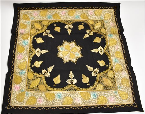 Lot 85 - Gold thread work table cover