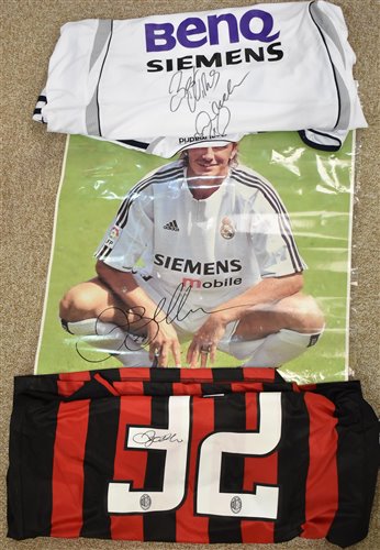 Lot 187 - Signed David Beckham poster and two shirts