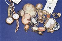 Lot 244 - Two 9ct gold wristwatches and cameo items