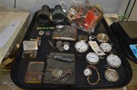 Lot 326 - Watches, watch parts, keys, field glasses, badges and tins