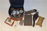 Lot 327 - Leather collar box containing antique items