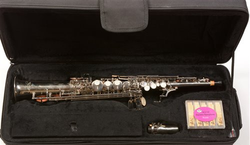 Lot 10 - A silver-plated Soprano saxophone in C.