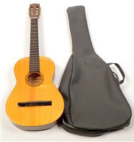 Lot 164 - A Hokada three-quarte size classical guitar.
