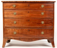 Lot 738 - Georgian mahogany bowfront chest.