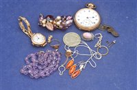 Lot 240 - Gold wristwatch, gold rings, pocket watch and other items