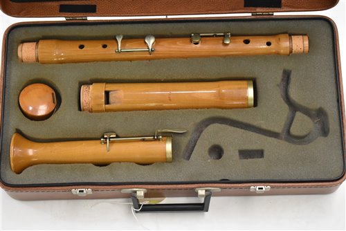 Lot 30 - Moeck Bass recorder in F cased