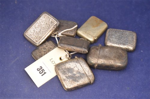 Lot 351 - Seven silver and one plated vesta cases