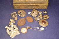 Lot 353 - Gold watch, silver brooches and other items
