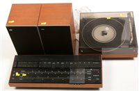 Lot 93 - Bang & Olufsen amplifier; record deck and speakers.