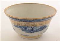 Lot 4 - Chinese export blue and white teapot, coffee cup and bowl