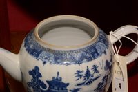 Lot 4 - Chinese export blue and white teapot, coffee cup and bowl