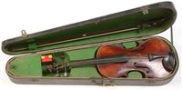 Lot 36 - German Stradivari style violin, bow and case