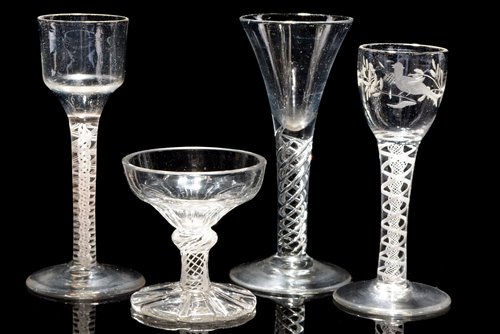 Lot 125 - Three wine glasses; and a sweetmeat glass.