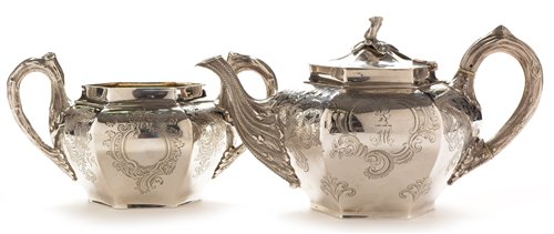 Lot 413 - Irish silver teapot and sugar bowl