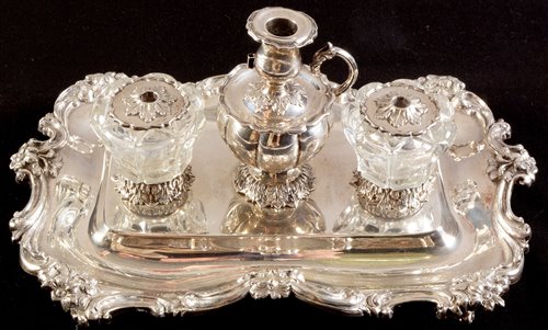 Lot 419 - Victorian silver ink stand