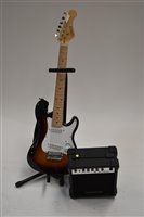 Lot 202 - Elevation electric guitar with stand, amp and leads