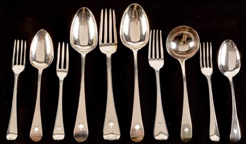 Lot 425 - A composite suite of Old English and Hanoverian pattern flatware