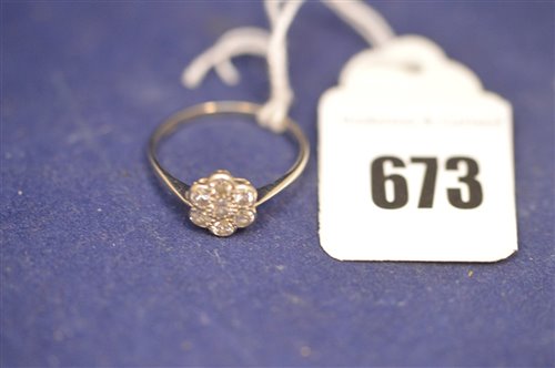 Lot 673 - Diamond cluster ring