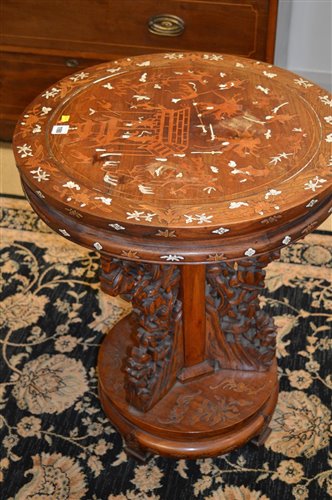 Lot 1190 - A Chinese hardwood circular table.