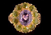 Lot 503 - Amethyst and peridot cluster ring