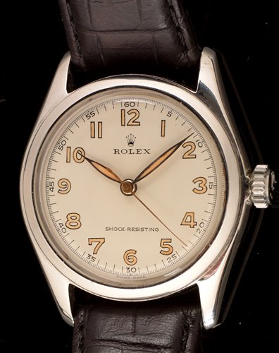 Lot 463 - Rolex: a 1940's gentleman's stainless steel wristwatch