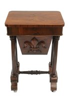 Lot 757 - An early Victorian rosewood work/sewing table.