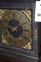 Lot 748 - An 18th Century style ebonised and gilt bronze bracket clock; and associated bracket.