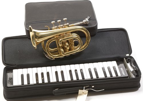 Lot 19 - Pocket trumpet; piano flute