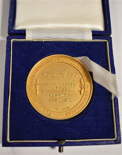 Lot 88 - 9ct gold shipbuilding medal