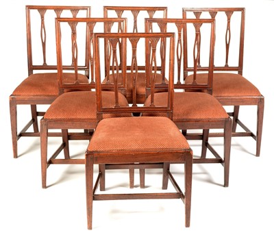 Lot 838 - A set of six George III mahogany dining chairs.