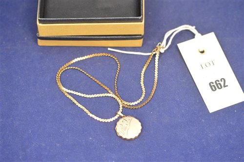 Lot 662 - 9ct pendant and chain