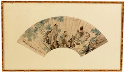 Lot 41 - A 19th Century Chinese painted paper fan.