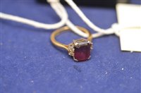 Lot 716 - Garnet and diamond ring