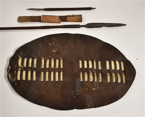 Lot 58 - Shield and knife and spear