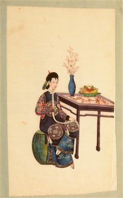 Lot 32 - Three 19th Century Chinese albums of pith paper watercolour and gouache paintings.