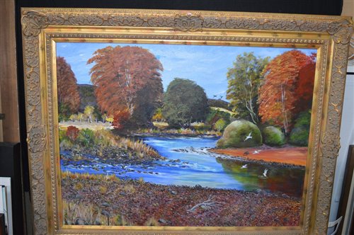 Lot 599 - W* N* 'Ginty' Bewick oil painting