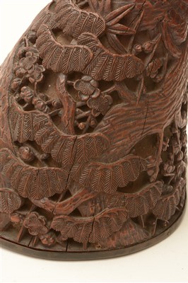 Lot 30 - A 19th Century Chinese carved boxwood libation cup.