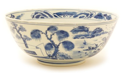 Lot 355 - A 19th Century Chinese blue and white bowl.