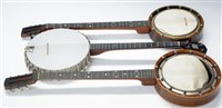 Lot 62 - 3 Zither banjos, case and banjo neck
